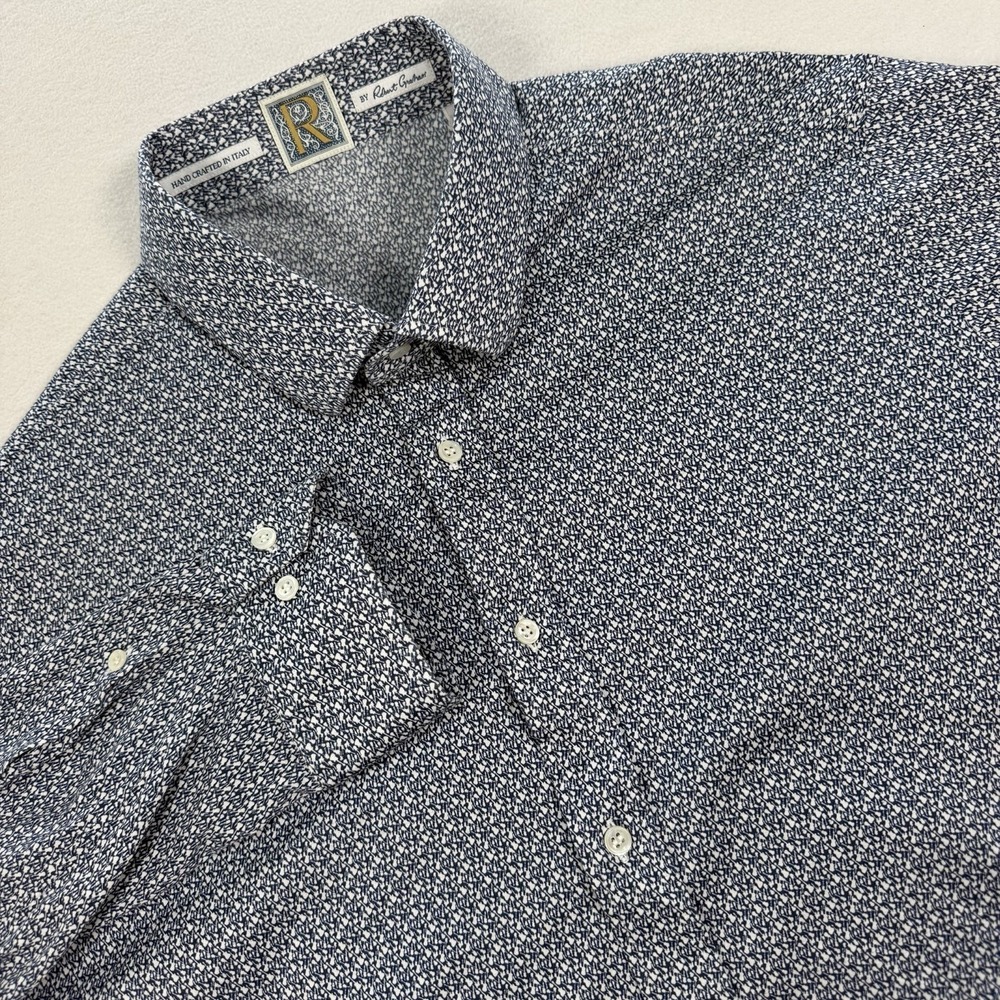 R by Robert Graham Shirt Mens XL Blue‎ Button Up Long Sleeve Made In Italy